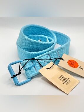 Scotch & Soda Sky Blue Woven Belt with Pink Brand Tag